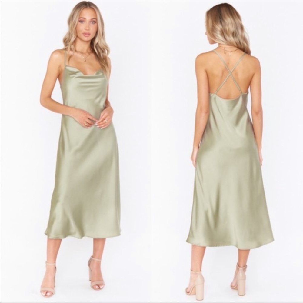Show Me Your Mumu Verona Cowl Dress Green XS NEW
